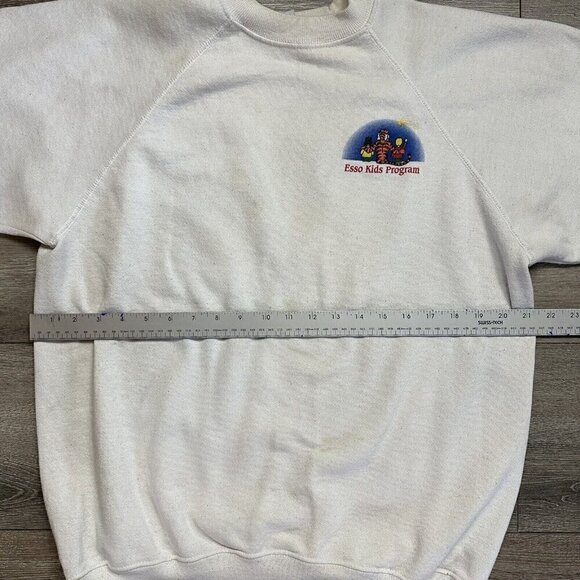 Vintage Esso Oil Crewneck Hanes Sweatshirt Esso Kids Program Size XL White - Picture 7 of 8